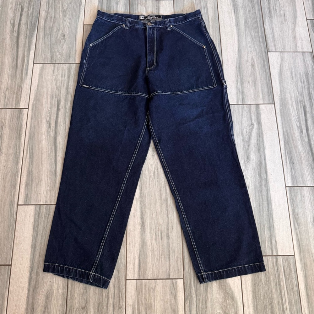 Men’s Vintage Y2K Karl Kani Baggy Wide Leg Jeans 38 x 34 Dark Wash Cotton
